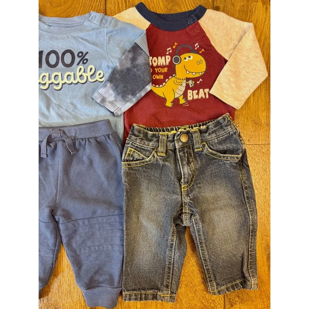 Baby‎ Boy 3/6 Months Outfits Clothes Lot Long Sleeved Shirts Jeans Pants Mommy